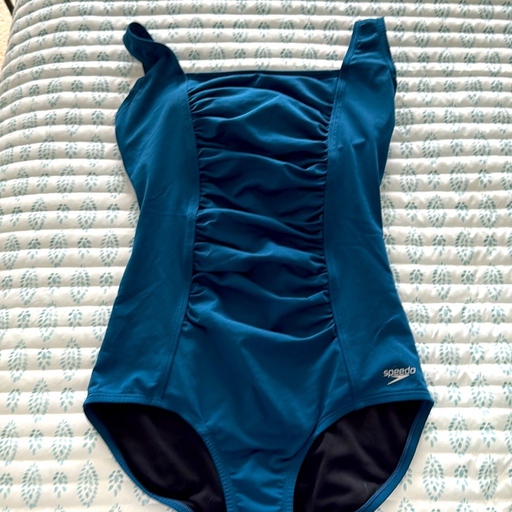 Speedo Blue One-Piece Swimsuit with Ruched Detail